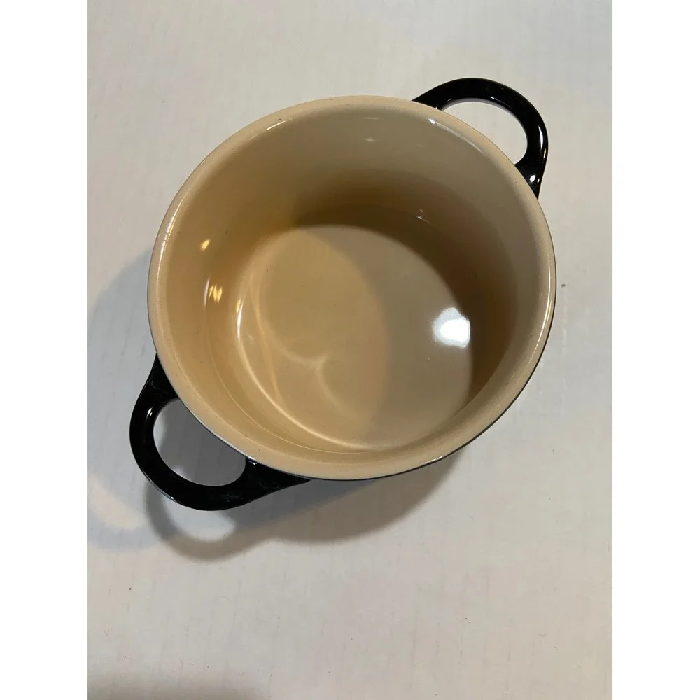 Le Creuset Mini Cocotte Black Stoneware Round Ramekin 0.25L 8oz Small Casserole